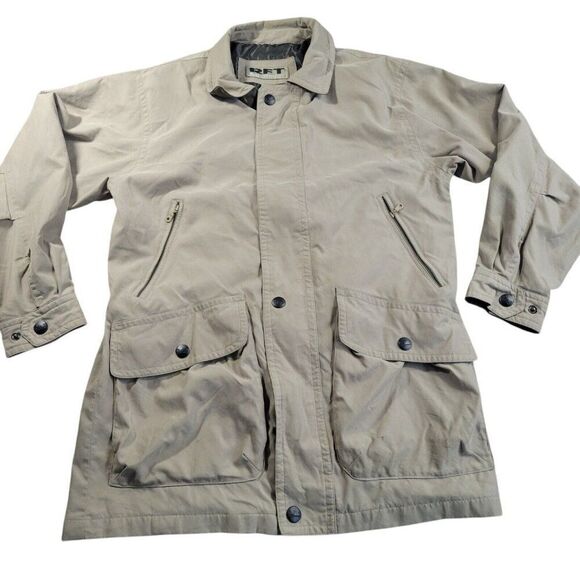 RFT RAINFOREST Jacket Men's Small Beige Windbreaker Outdoors Full Zip - Picture 1 of 9